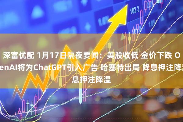 深富优配 1月17日隔夜要闻：美股收低 金价下跌 OpenAI将为ChatGPT引入广告 哈塞特出局 降息押注降温